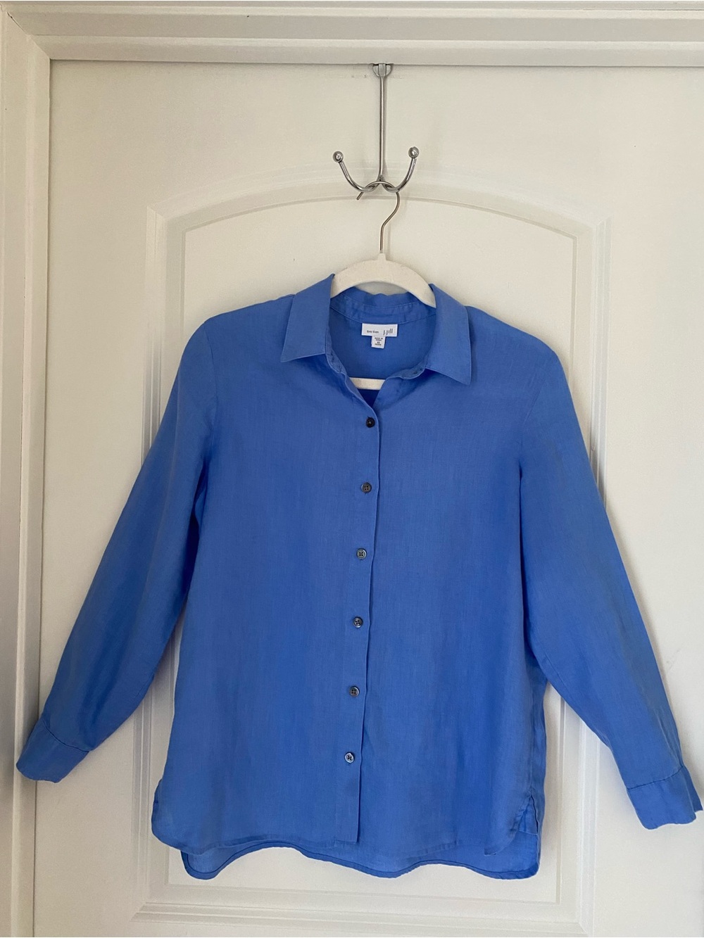 J. Jill Love Linen Button-Front Shirt XS Long Sleeve Solid Layer Summer Capsule